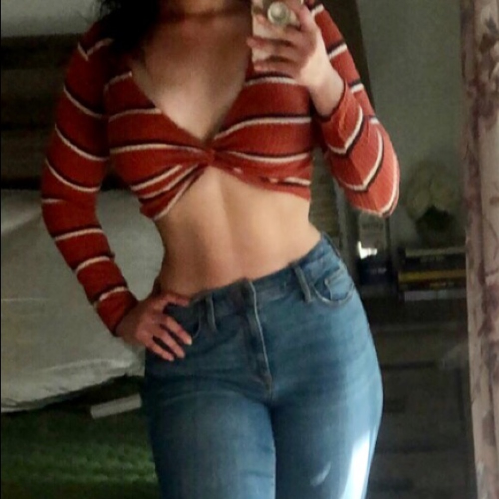 Stripped burnt orange crop top